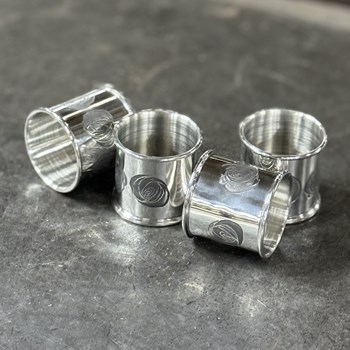 Set Of Four Charles Rennie Mackintosh Pewter Napkin Rings