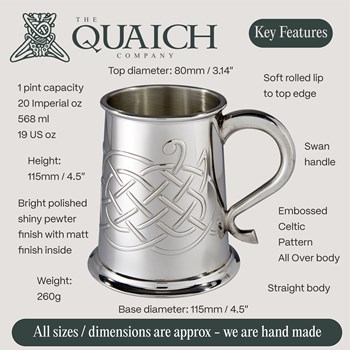 Jura Celtic Embossed Pewter Tankard