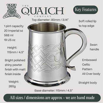 Islay Celtic Embossed Pewter Tankard Islay Celtic Embossed Pewter Tankard