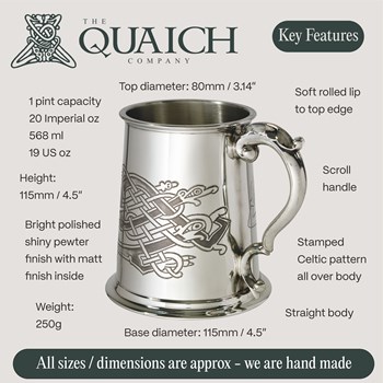 Celtic Birds Pewter Tankard