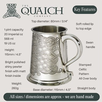 Celtic Pattern Pewter Tankard