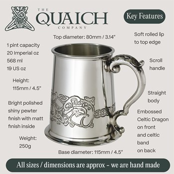 Celtic Dragon Pewter Tankard