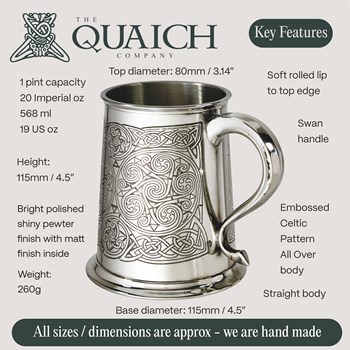 Celtic Spirals One Pint Pewter Tankard