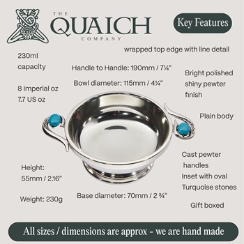 Torridon Turquoise Handle Pewter Quaich