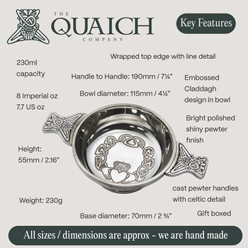 Claddagh Large Pewter Quaich Claddagh Large Pewter Quaich