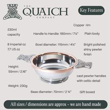 Copper Rim Large Pewter Quaich Copper Rim Large Pewter Quaich