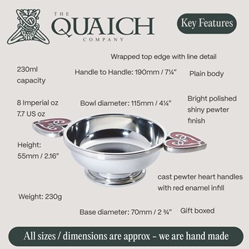 Red Heart Of The Highlands Large Pewter Quaich Red Heart Of The Highlands Large Pewter Quaich