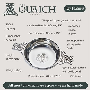 Thistle Large Pewter Quaich Thistle Large Pewter Quaich