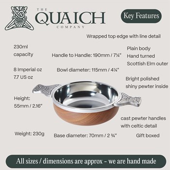 Wood And Pewter Large Quaich