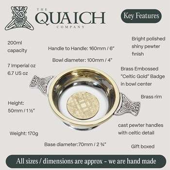 Celtic Gold Brass And Pewter Medium Quaich