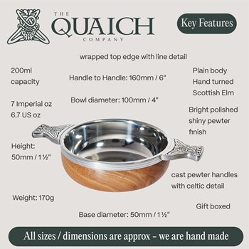 Wood And Pewter Medium  Quaich