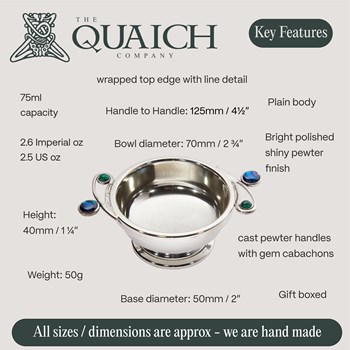 Lomond Quaich, blue and green gemstone handles