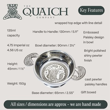 Paisley Standard Pewter Quaich