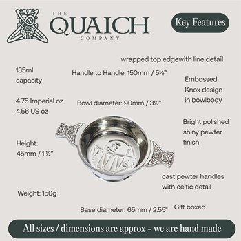 Knox Standard Pewter Quaich Knox Standard Pewter Quaich