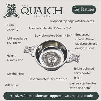Charles Rennie Mackintosh Standard Pewter Quaich