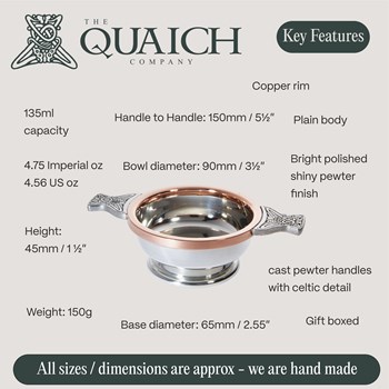 Copper Rim Standard Pewter Quaich