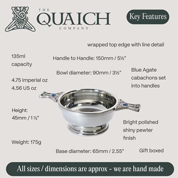 Gem Handle Standard Pewter Quaich