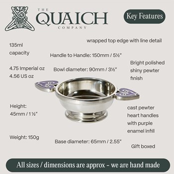 Purple Heart Of The Highlands Standard Quaich Purple Heart Of The Highlands Standard Quaich