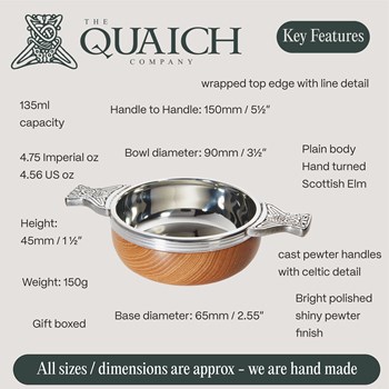 Wood And Pewter Standard Quaich Wood And Pewter Standard Quaich