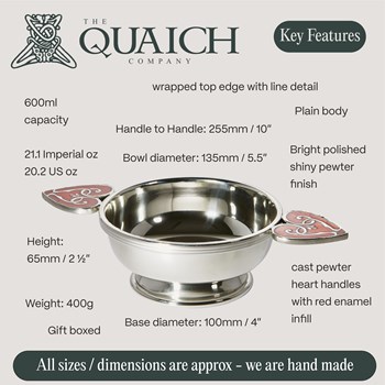 Extra Large Red Heart Of The Highlands Quaich