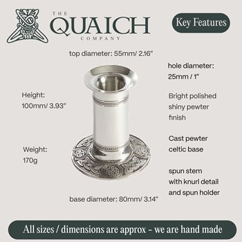 Celtic Pewter Candle Holder Large
