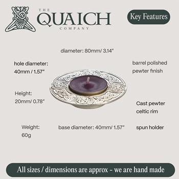 Round Celtic Cast Pewter T-Lite Candle Holder Round Celtic Cast Pewter T-Lite Candle Holder