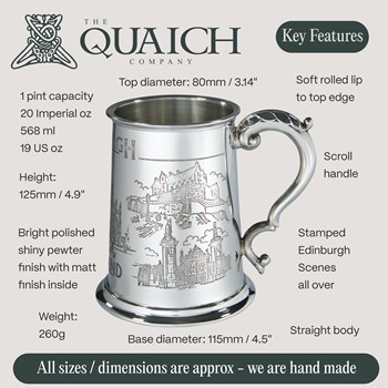 Edinburgh Scene Pewter Tankard