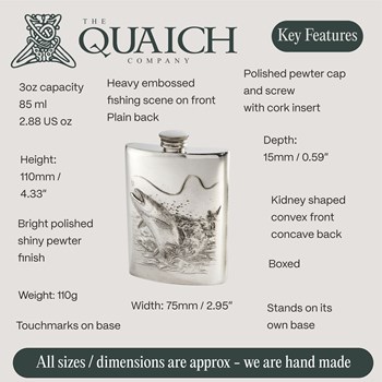 Embossed Fishing 3oz Top Pocket Flask