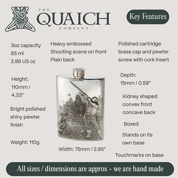 Embossed Shooting 3oz Top Pocket Flask Embossed Shooting 3oz Top Pocket Flask