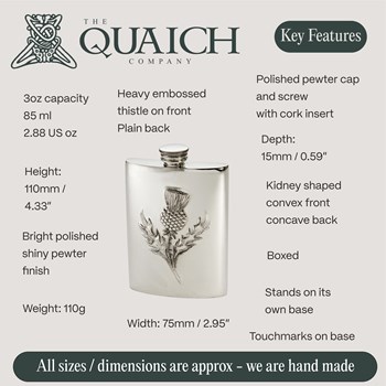Embossed Thistle 3oz Top Pocket Flask