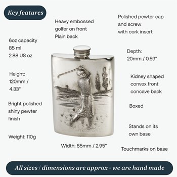 6oz Embossed Golfer Flask