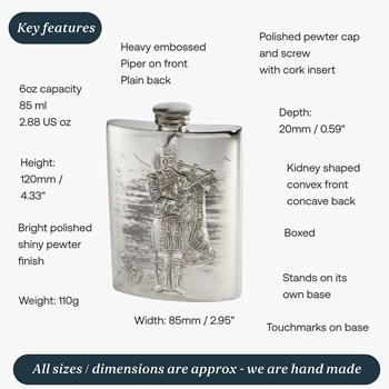 6oz Embossed Piper Flask 6oz Embossed Piper Flask