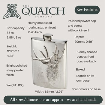 Embossed Roaring Stag 6oz Flask