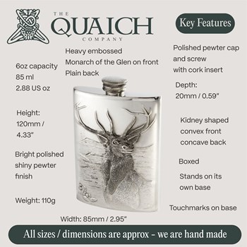 Embossed 6oz Monarch of the Glen Flask