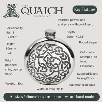 Round Pewter Celtic Knot Flask Round Pewter Celtic Knot Flask