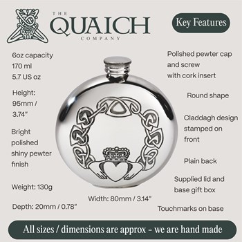 Round Claddagh Pewter Flask Round Claddagh Pewter Flask