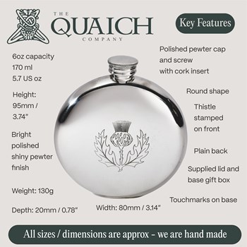 Round Pewter Thistle Flask Round Pewter Thistle Flask
