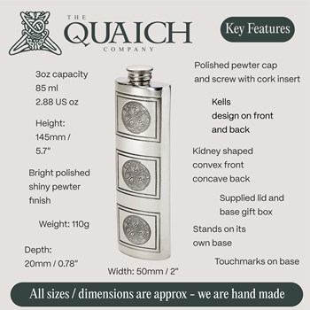 Kells Pewter 3oz Purse Flask