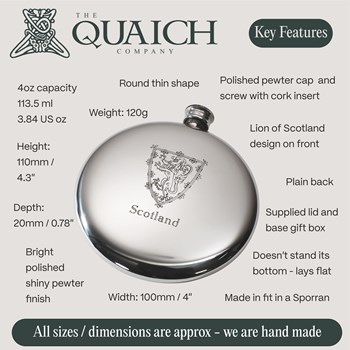 Lion Of Scotland 4oz Pewter Sporran Flask