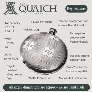 Tartan Pewter Sporran Flask Tartan Pewter Sporran Flask
