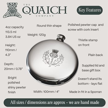Thistle Pewter Sporran Flask Thistle Pewter Sporran Flask
