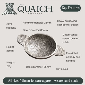 Celtic Spirals Cast 3" Pewter Quaich Celtic Spirals Cast 3" Pewter Quaich