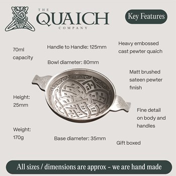 Celtic Heart Cast 3" Pewter Quaich