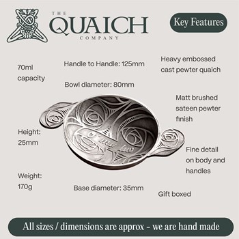 "O my Luv" Cast 3" Pewter Quaich "O my Luv" Cast 3" Pewter Quaich