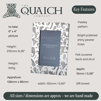 Paisley Pewter 6"X4" Picture Frame