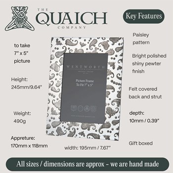 Paisley 7"X5" Pewter Picture Frame Paisley 7"X5" Pewter Picture Frame