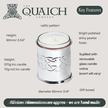Embossed Celtic Pewter Candle Votive Embossed Celtic Pewter Candle Votive