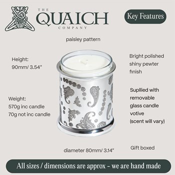 Paisley Pewter Candle Votive Holder Paisley Pewter Candle Votive Holder