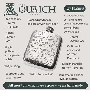 Celtic Knot 4oz Pewter Pocket Flask Celtic Knot 4oz Pewter Pocket Flask