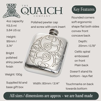 Celtic Spirals 4oz Pewter Pocket Flask